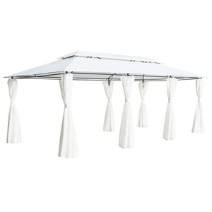 vidaXL, vidaXL Pavillon mit Vorhängen 600x298x270 cm Weiß 180g/m²