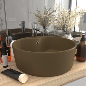 vidaXL, vidaXL Luxus-Waschbecken mit Überlauf Matt Creme 36x13 cm Keramik, vidaXL Luxus-Waschbecken mit Überlauf Matt Creme 36x13 cm Keramik