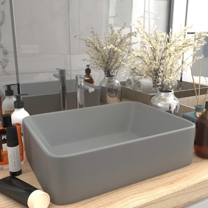 vidaXL, vidaXL Luxus-Waschbecken Matt Hellgrau 41x30x12 cm Keramik, vidaXL Luxus-Waschbecken Matt Hellgrau 41x30x12 cm Keramik