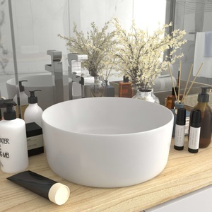 vidaXL, vidaXL Luxuriöses Waschbecken Rund Matt Weiß 40x15 cm Keramik, vidaXL Luxuriöses Waschbecken Rund Matt Weiß 40x15 cm Keramik