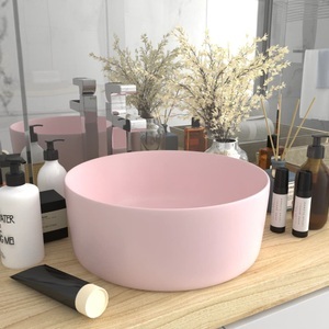 vidaXL, vidaXL Luxuriöses Waschbecken Rund Matt Rosa 40x15 cm Keramik, vidaXL Luxuriöses Waschbecken Rund Matt Rosa 40x15 cm Keramik