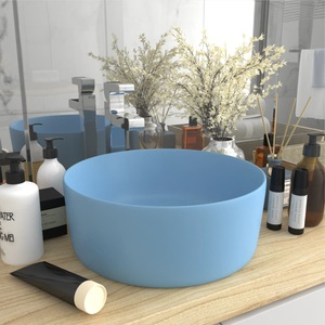 vidaXL, vidaXL Luxuriöses Waschbecken Rund Matt Hellblau 40x15 cm Keramik, vidaXL Luxuriöses Waschbecken Rund Matt Hellblau 40x15 cm Keramik