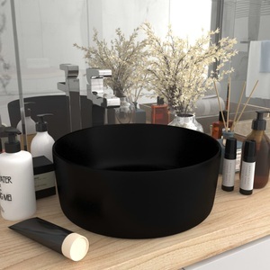 vidaXL, vidaXL Luxuriöses Waschbecken Rund Matt Schwarz 40x15 cm Keramik, vidaXL Luxuriöses Waschbecken Rund Matt Schwarz 40x15 cm Keramik