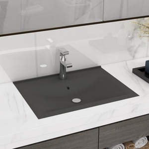 vidaXL, vidaXL Luxus-Waschbecken mit Hahnloch Matt-Dunkelgrau 60x46 cm Keramik, vidaXL Luxus-Waschbecken mit Hahnloch Matt-Dunkelgrau 60x46 cm Keramik