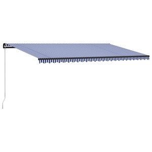 vidaXL, vidaXL Einziehbare Markise Handbetrieben 600 x 300 cm Blau und Weiß, vidaXL Einziehbare Markise Handbetrieben 600 x 300 cm Blau und Weiß