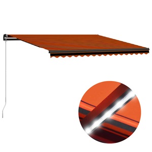 vidaXL, vidaXL Einziehbare Markise Handbetrieben LED 450x300cm Orange Braun, vidaXL Markise Manuell Einziehbar mit LED 450x300 cm Orange & Braun