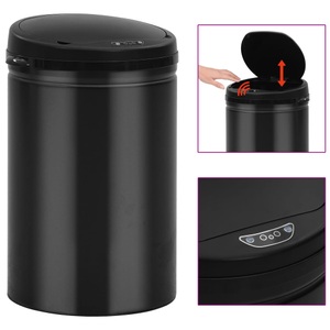 vidaXL, vidaXL Automatischer Sensor-Mülleimer 30 L Kohlenstoffstahl Schwarz, vidaXL Automatischer Sensor-Mülleimer 30 L Kohlenstoffstahl Schwarz