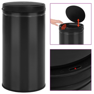 vidaXL, vidaXL Automatischer Sensor-Mülleimer 60 L Kohlenstoffstahl Schwarz