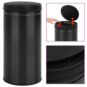 vidaXL, vidaXL Automatischer Sensor-Mülleimer 70 L Kohlenstoffstahl Schwarz