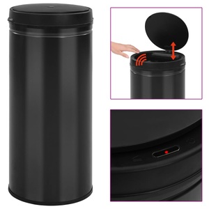 vidaXL, vidaXL Automatischer Sensor-Mülleimer 80 L Kohlenstoffstahl Schwarz