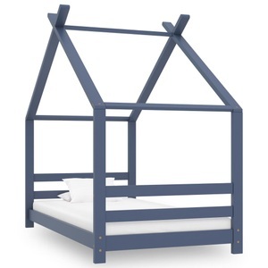 vidaXL, vidaXL Kinder-Bettgestell Grau Massivholz Kiefer 80x160 cm, vidaXL Kinder-Bettgestell Grau Massivholz Kiefer 80x160 cm