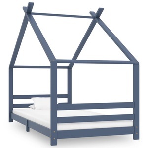 vidaXL, vidaXL Kinder-Bettgestell Grau Massivholz Kiefer 90x200 cm, vidaXL Kinder-Bettgestell Grau Massivholz Kiefer 90x200 cm