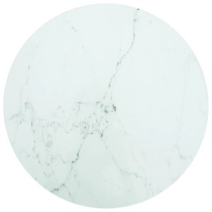 vidaXL, vidaXL Tischplatte Weiß Ø50x0,8 cm Hartglas mit Marmordesign, vidaXL Tischplatte Weiß Ø50x0,8 cm Hartglas in Marmoroptik