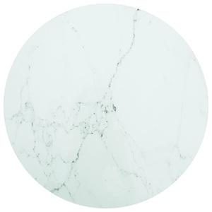 vidaXL, vidaXL Tischplatte Weiß Ø60x0,8 cm Hartglas in Marmoroptik, vidaXL Tischplatte Weiß Ø60x0,8 cm Hartglas in Marmoroptik