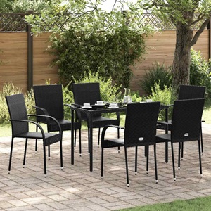 vidaXL Stapelbare Gartenstühle 6 Stk. Poly Rattan Schwarz