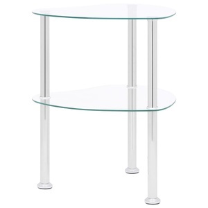 vidaXL, vidaXL Beistelltisch mit 2 Ablagen Transparent 38x38x50 cm Hartglas