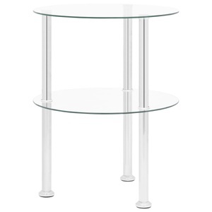 vidaXL, vidaXL Beistelltisch mit 2 Ablagen Transparent 38 cm Hartglas