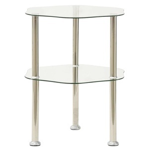 vidaXL, vidaXL Beistelltisch mit 2 Ablagen Transparent 38x38x50 cm Hartglas