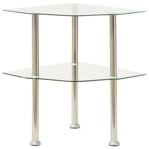 vidaXL, vidaXL Beistelltisch mit 2 Ablagen Transparent 38x38x50 cm Hartglas