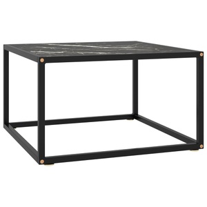 vidaXL, vidaXL Couchtisch Schwarz mit Schwarzem Glas in Marmor-Optik 60x60x35