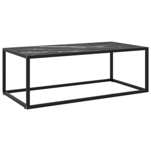 vidaXL, vidaXL Couchtisch Schwarz mit Schwarzem Glas in Marmor-Optik 100x50x35