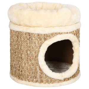 vidaXL, vidaXL Katzenhöhle mit Luxuriösem Kissen 33 cm Seegras, vidaXL Katzenhaus mit Luxuriösem Katzenbett 33 cm Seegras