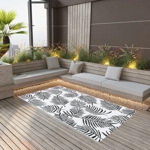 vidaXL, vidaXL Outdoor-Teppich Weiß und Schwarz 160x230 cm PP