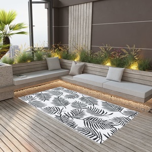 vidaXL, vidaXL Outdoor-Teppich Weiß und Schwarz 190x290 cm PP