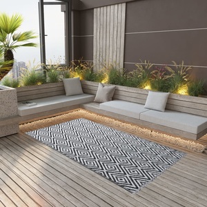 vidaXL, vidaXL Outdoor-Teppich Weiß und Schwarz 160x230 cm PP