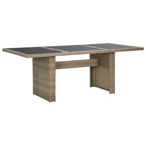 vidaXL, vidaXL Garten-Esstisch Braun 200x100x74 cm Glas und Poly Rattan