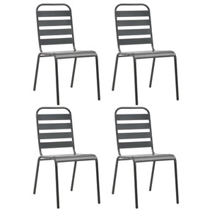 vidaXL, vidaXL Gartenstühle 4 Stk. Lattendesign Stahl Dunkelgrau, vidaXL Gartenstühle 4 Stk. Lattendesign Stahl Dunkelgrau