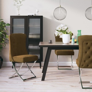 vidaXL, vidaXL Esszimmerstuhl Braun 53x52x98 cm Samt & Edelstahl, 