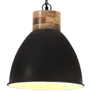 vidaXL, vidaXL Hängelampe Industrie-Stil Schwarz Eisen & Massivholz 46 cm E27, 