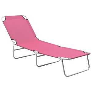 vidaXL Klappbare Sonnenliege Stahl und Stoff Rosa