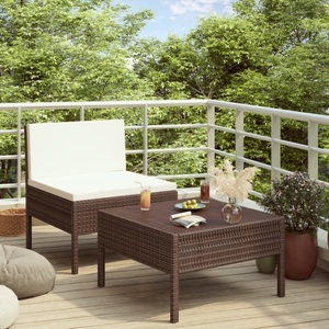 vidaXL, vidaXL 2-tlg. Garten-Lounge-Set mit Auflagen Poly Rattan Braun