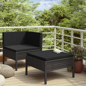 vidaXL, vidaXL 2-tlg. Garten-Lounge-Set mit Auflagen Poly Rattan Schwarz, vidaXL 2-tlg. Garten-Lounge-Set mit Auflagen Poly Rattan Schwarz