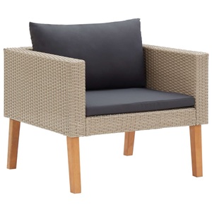 vidaXL, vidaXL 1-Sitzer-Gartensofa mit Auflagen Poly Rattan Beige, vidaXL 1-Sitzer-Gartensofa mit Auflagen Poly Rattan Beige