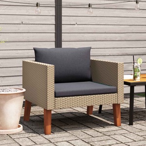 vidaXL, vidaXL 1-Sitzer-Gartensofa mit Auflagen Poly Rattan Beige