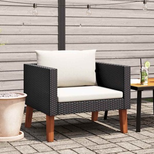 vidaXL, vidaXL 1-Sitzer-Gartensofa mit Auflagen Poly Rattan Schwarz