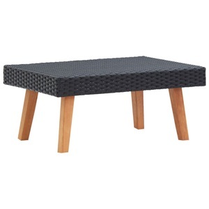 vidaXL, vidaXL Garten-Couchtisch Poly Rattan Schwarz