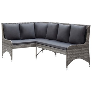 vidaXL, vidaXL Garten-Ecksofa 2-tlg. Poly Rattan Grau, vidaXL Garten-Ecksofas 2 Stk. Poly Rattan Grau