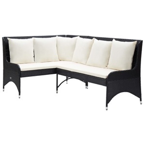 vidaXL, vidaXL Garten-Ecksofa 2-tlg. Poly Rattan Schwarz, vidaXL Garten-Ecksofa 2-tlg. Poly Rattan Schwarz