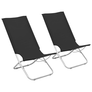 vidaXL, vidaXL Klappbare Strandstühle 2 Stk. Schwarz Stoff