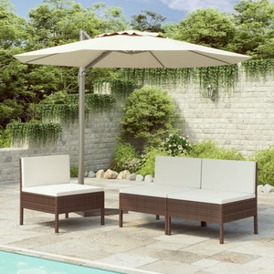 vidaXL, vidaXL Gartenstühle 3 Stk. mit Auflagen Poly Rattan Braun, vidaXL Gartenstühle 3 Stk. mit Auflagen Poly Rattan Braun