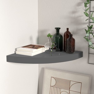 vidaXL, vidaXL Eck-Schweberegal Hochglanz-Grau 35x35x3,8 cm MDF, vidaXL Eck-Schweberegal Hochglanz-Grau 35x35x3,8 cm MDF