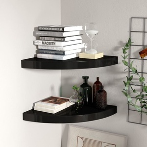 vidaXL, vidaXL Eck-Schweberegale 2 Stk. Schwarz 35x35x3,8 cm MDF, vidaXL Eck-Schweberegale 2 Stk. Schwarz 35x35x3,8 cm MDF