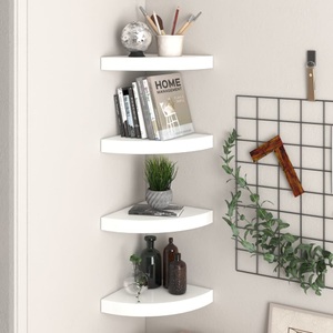 vidaXL, vidaXL Eck-Schweberegale 4 Stk. Hochglanz-Weiß 25x25x3,8 cm MDF, vidaXL Eck-Schweberegale 4 Stk. Hochglanz-Weiß 25x25x3,8 cm MDF