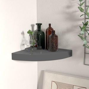 vidaXL, vidaXL Eck-Schweberegal Hochglanz-Grau 25x25x3,8 cm MDF, vidaXL Eck-Schweberegal Hochglanz-Grau 25x25x3,8 cm MDF