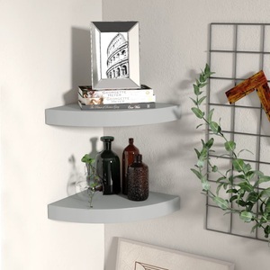 vidaXL, vidaXL Eck-Schweberegale 2 Stk. Grau 25x25x3,8 cm MDF, vidaXL Eck-Schweberegale 2 Stk. Grau 25x25x3,8 cm MDF