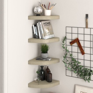 vidaXL, vidaXL Eck-Schweberegale 4 Stk. Eichefarben 25x25x3,8 cm MDF, vidaXL Eck-Schweberegale 4 Stk. Eichen-Optik 25x25x3,8 cm MDF
